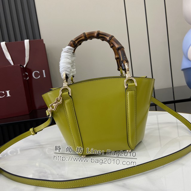Gucci專櫃古馳最新款迷你竹節手提托特包竹籃形托特包 jh2395型號：805832